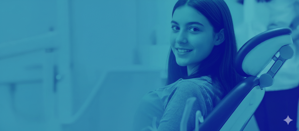 صورة بنت في عيادة طب اسنان في اسطنبول